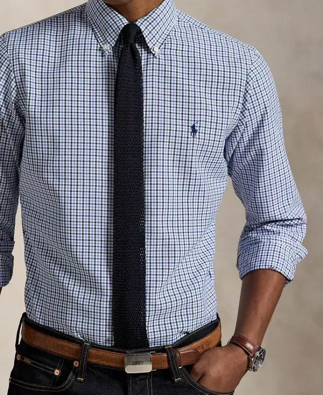 Men's Classic-Fit Performance Oxford Shirt - White Blue Multi - 3