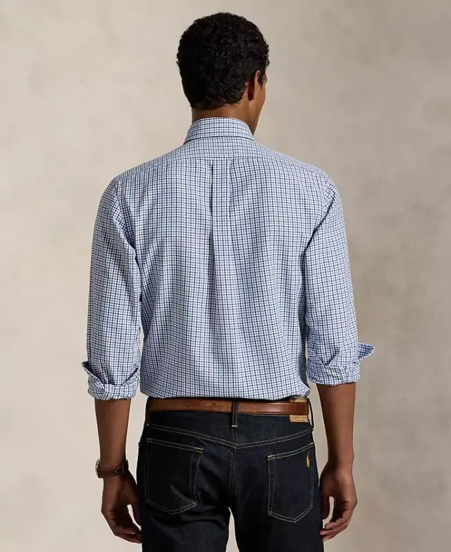 Men's Classic-Fit Performance Oxford Shirt - White Blue Multi - 4