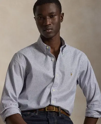 Men's Classic-Fit Performance Oxford Shirt - White Bright Navy - 2