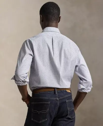 Men's Classic-Fit Performance Oxford Shirt - White Bright Navy - 3