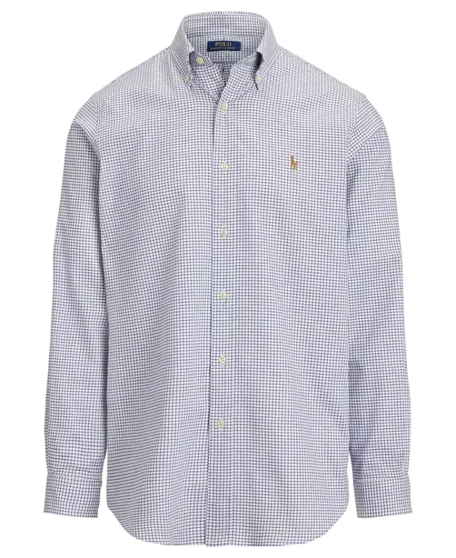 Men's Classic-Fit Performance Oxford Shirt - White Bright Navy - 4