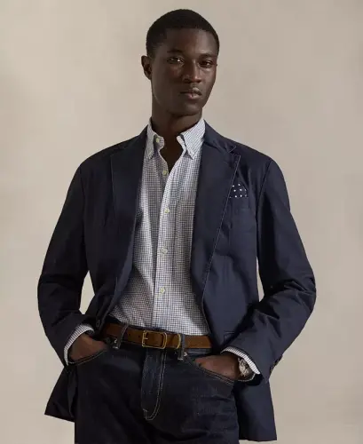 Men's Classic-Fit Performance Oxford Shirt - White Bright Navy - 6