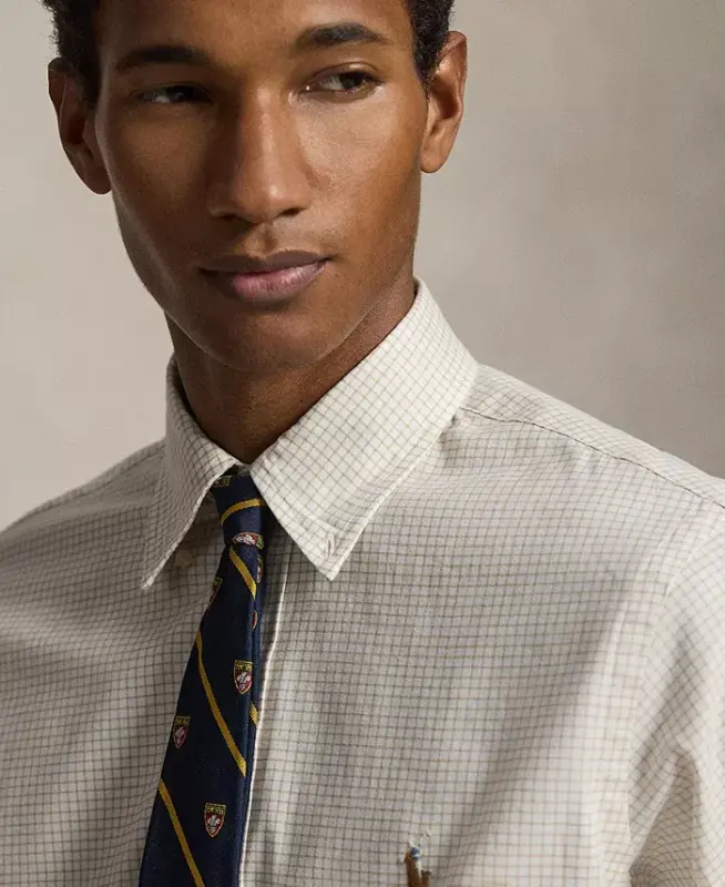 Men's Classic-Fit Performance Oxford Shirt - White Coastal Beige - 2