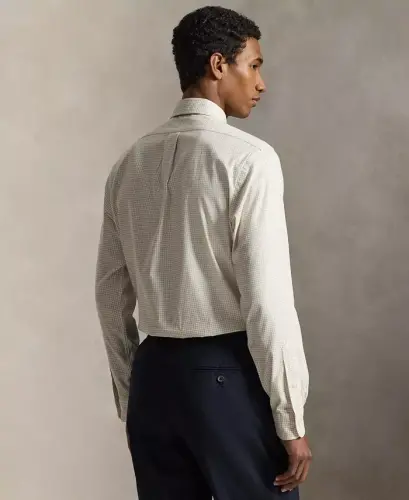 Men's Classic-Fit Performance Oxford Shirt - White Coastal Beige - 3