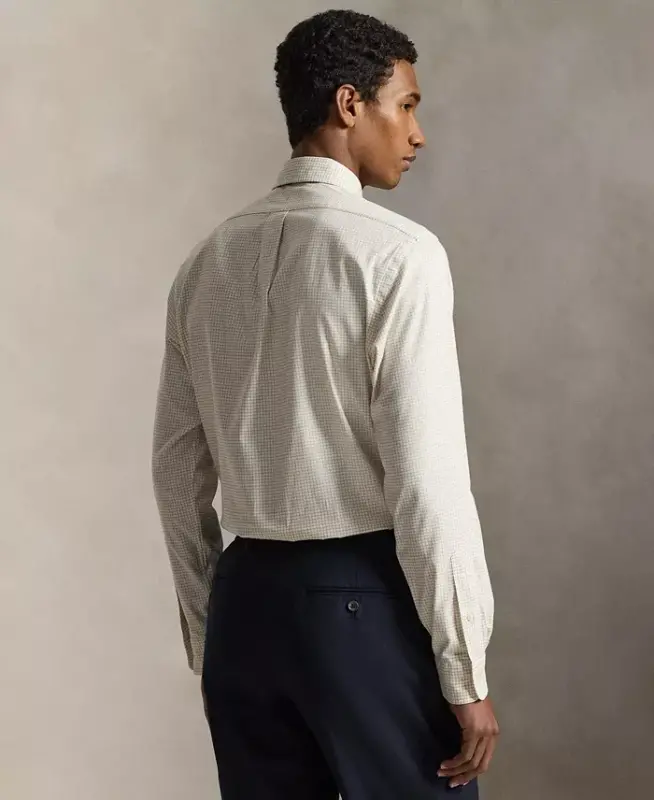 Men's Classic-Fit Performance Oxford Shirt - White Coastal Beige - 3