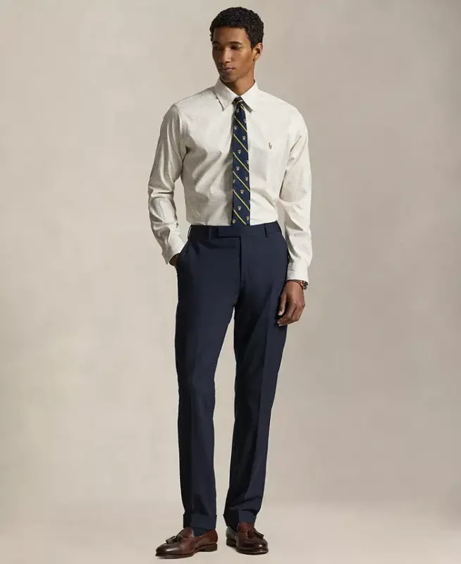 Men's Classic-Fit Performance Oxford Shirt - White Coastal Beige - 6