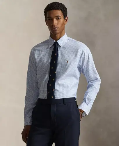 Men's Classic-Fit Performance Oxford Shirt - White Harbor Island Blue - 1