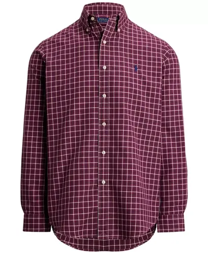 Men's Classic-Fit Performance Oxford Shirt - Wine Navy Multi - 4
