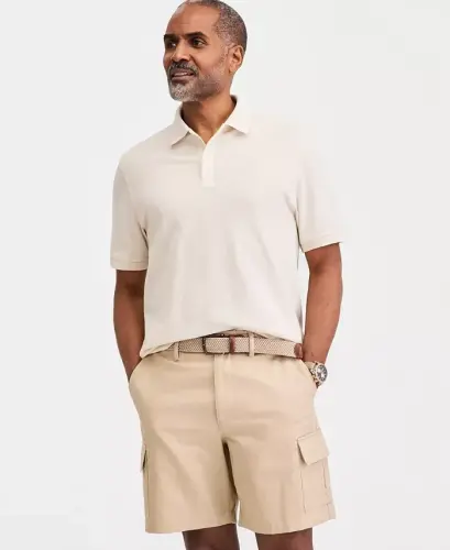 Men's Classic Fit Performance Stretch Polo, Created for Modazone - Antique Cream 