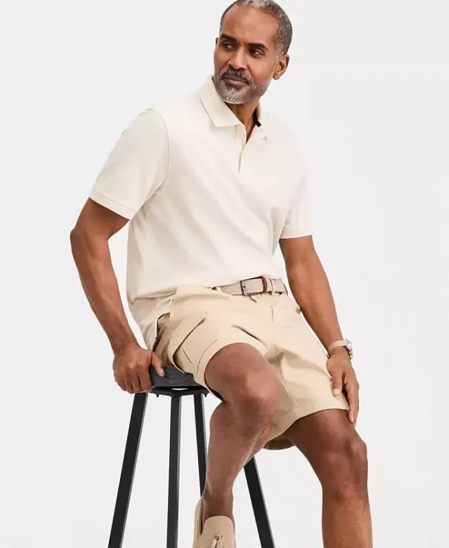 Men's Classic Fit Performance Stretch Polo, Created for Modazone - Antique Cream - 5