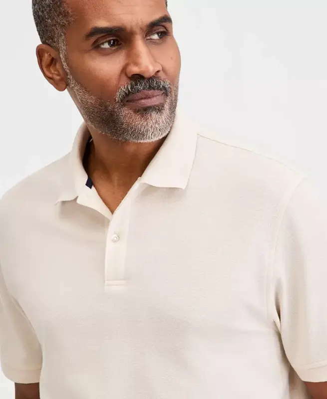 Men's Classic Fit Performance Stretch Polo, Created for Modazone - Antique Cream - 2