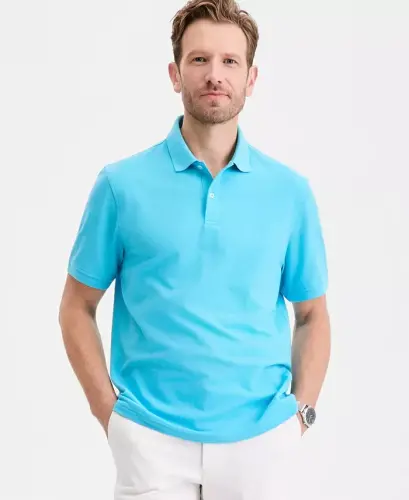 Men's Classic Fit Performance Stretch Polo, Created for Modazone - Cool Turq 