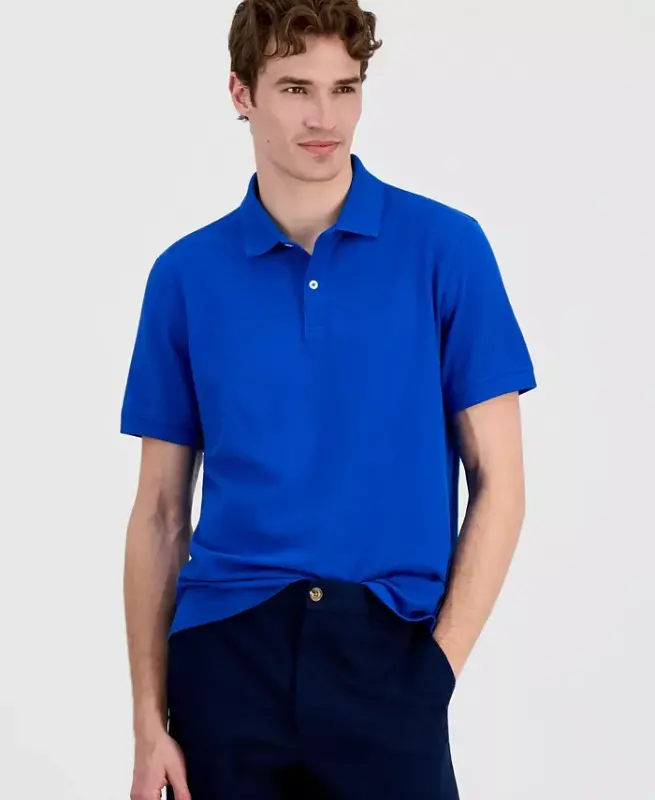 Men's Classic Fit Performance Stretch Polo, Created for Modazone - Intese Cobalt - CLUB ROOM