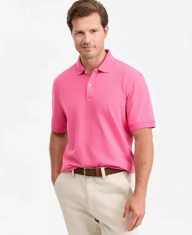 Men's Classic Fit Performance Stretch Polo, Created for Modazone - Peony Pink - CLUB ROOM
