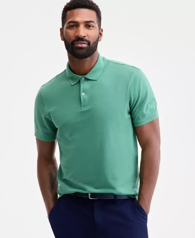 Men's Classic Fit Performance Stretch Polo, Created for Modazone - Saltwater Slide - CLUB ROOM