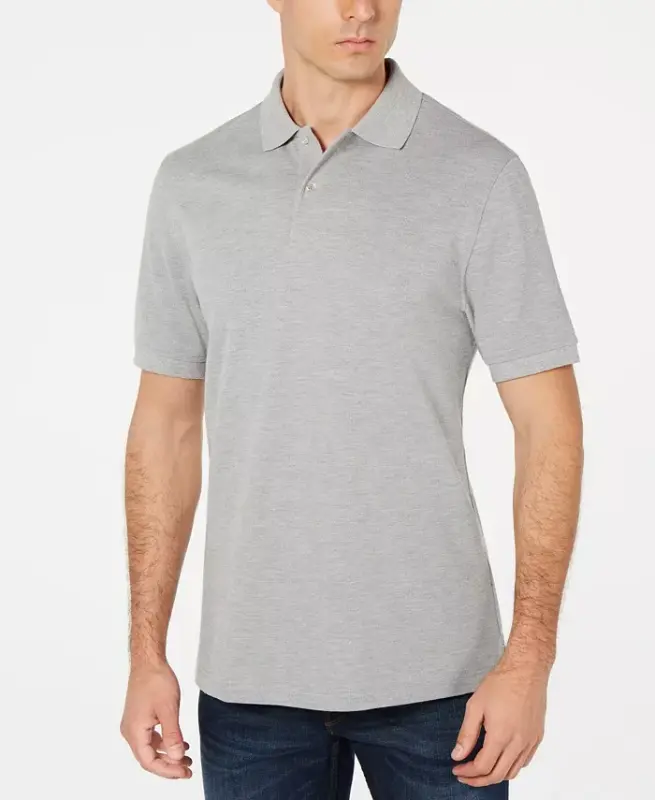 Men's Classic Fit Performance Stretch Polo, Created for Modazone - Soft Gray Heather - CLUB ROOM