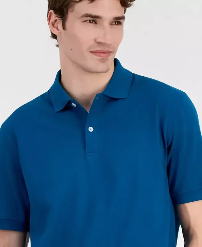 Men's Classic Fit Performance Stretch Polo, Created for Modazone - Teal Simplicity - 2