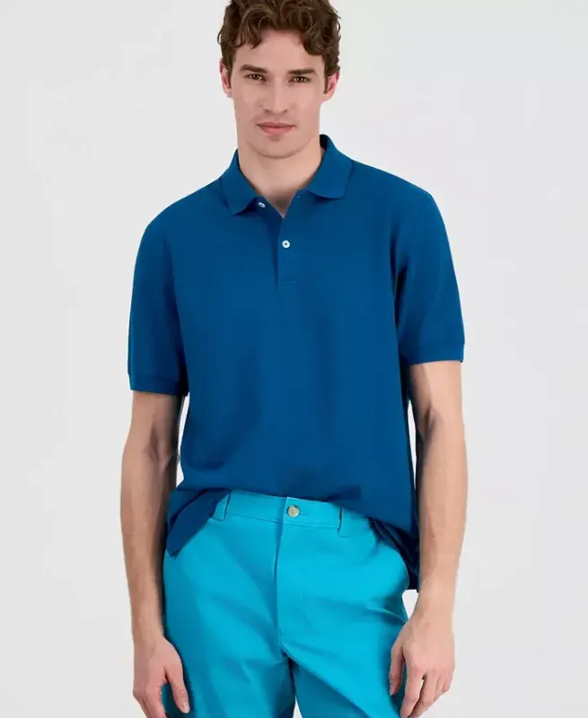 Men's Classic Fit Performance Stretch Polo, Created for Modazone - Teal Simplicity - CLUB ROOM