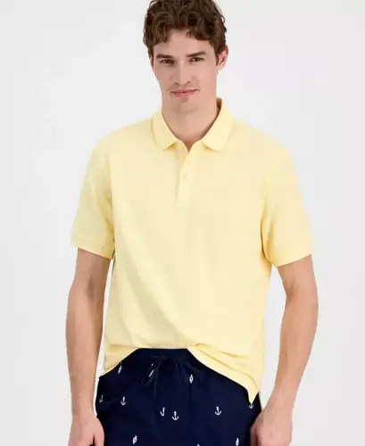 Men's Classic Fit Performance Stretch Polo, Created for Modazone - Yellow Light 