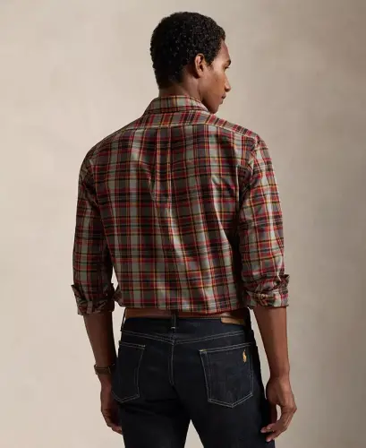 Men's Classic-Fit Plaid Performance Shirt - Cream Navy Multi - 4