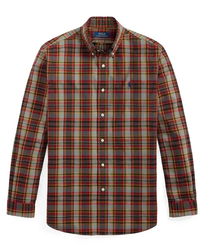 Men's Classic-Fit Plaid Performance Shirt - Cream Navy Multi - 5