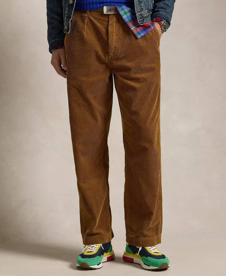 Men's Classic-Fit Pleated Corduroy Pants Brown - 4