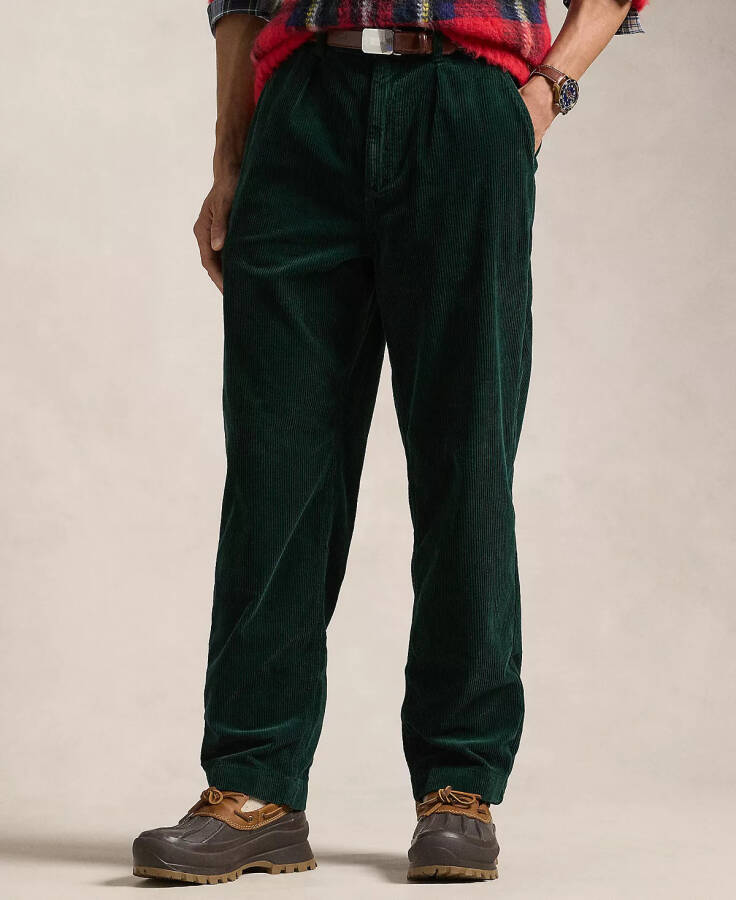 Men's Classic-Fit Pleated Corduroy Pants Green - 4