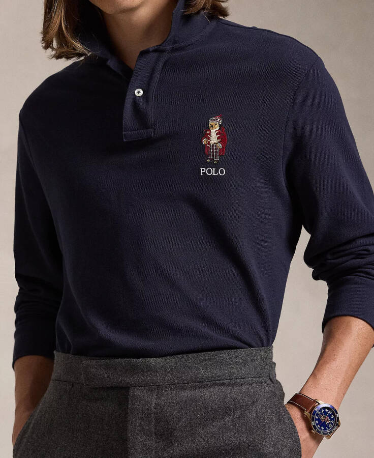 Men's Classic-Fit Polo Bear Mesh Polo Shirt Navy - 3