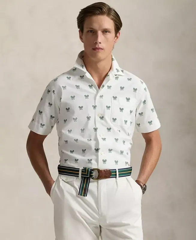 Men's Classic-Fit Racquet-Print Oxford Shirt - 1