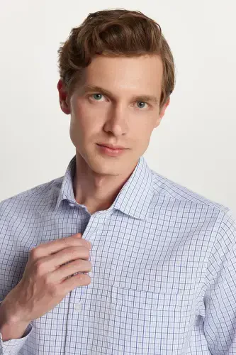 Men's Classic Fit Regular Fit Long Sleeve Single Pocket Striped Italian Collar Shirt - TUDORS (1)