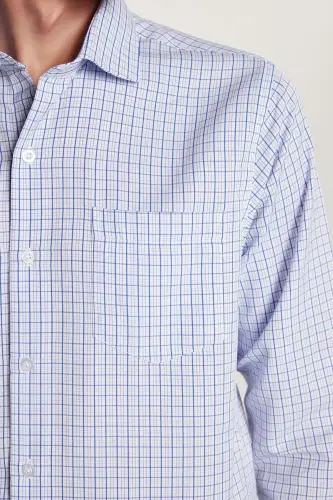 Men's Classic Fit Regular Fit Long Sleeve Single Pocket Striped Italian Collar Shirt - 3