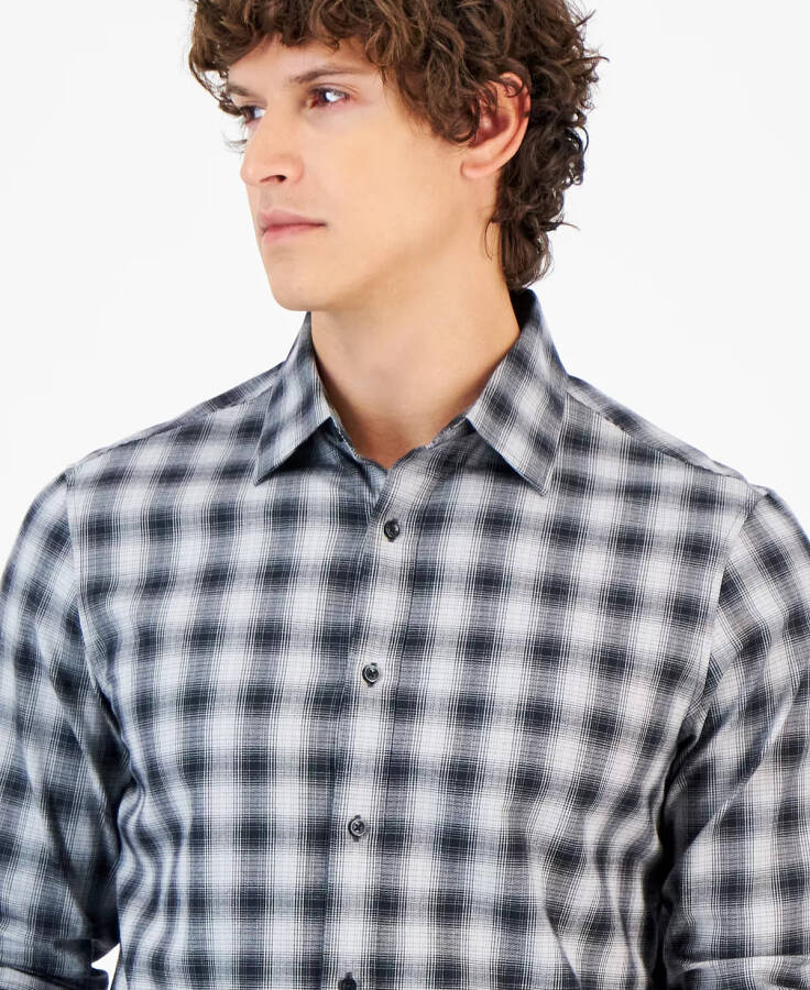 Men's Classic-Fit Shadow Plaid Shirt Black - 3