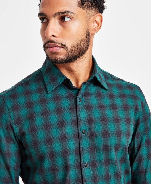 Men's Classic-Fit Shadow Plaid Shirt Dark Emerald - 3