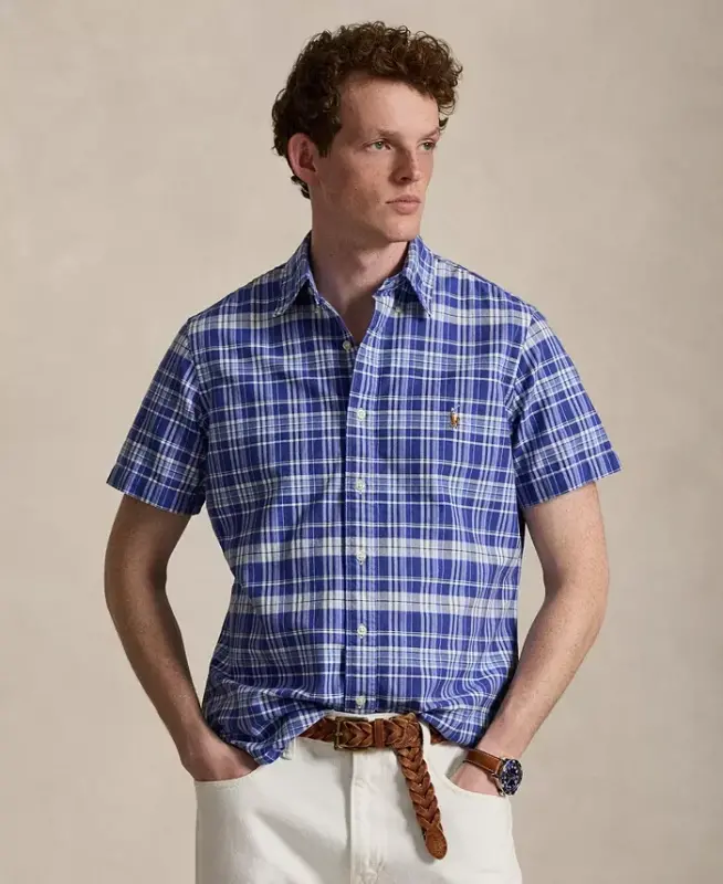 Men's Classic-Fit Short-Sleeve Oxford Shirt - 7281 Blue/White Multi - 1