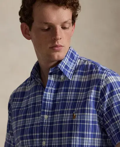 Men's Classic-Fit Short-Sleeve Oxford Shirt - 7281 Blue/White Multi - 4