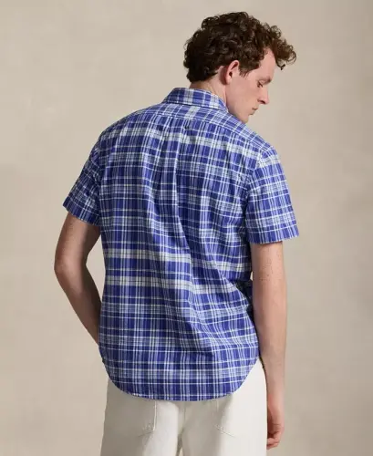 Men's Classic-Fit Short-Sleeve Oxford Shirt - 7281 Blue/White Multi - 5
