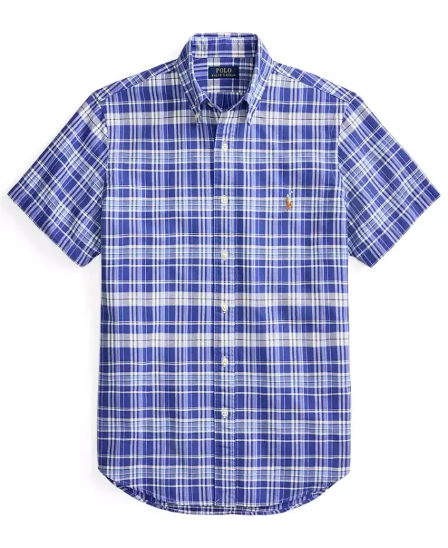 Men's Classic-Fit Short-Sleeve Oxford Shirt - 7281 Blue/White Multi - 6