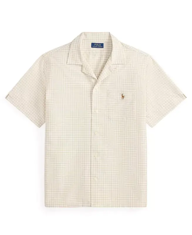 Men's Classic-Fit Short-Sleeve Oxford Shirt - Basic Sand White - 3
