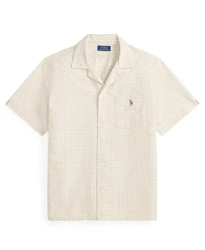 Men's Classic-Fit Short-Sleeve Oxford Shirt - Basic Sand White - 3