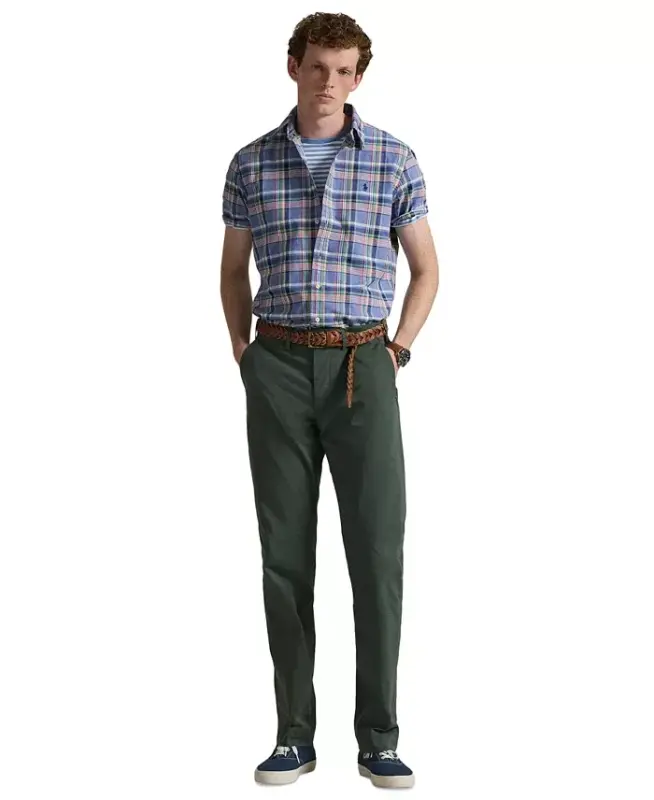 Men's Short-Sleeve Oxford Shirt - Blue Pink Multi - 2