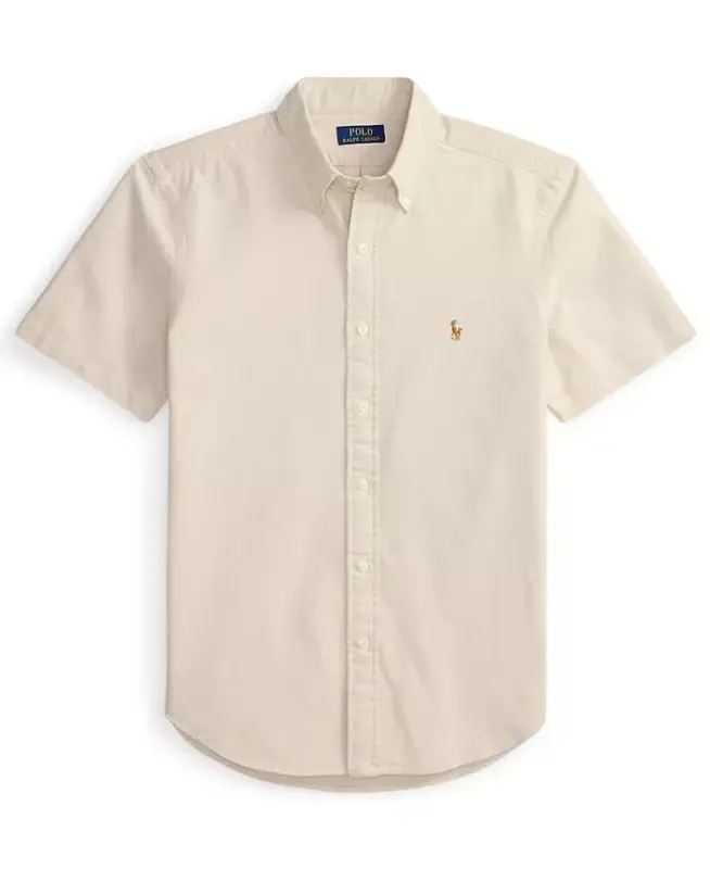 Men's Classic-Fit Short-Sleeve Oxford Shirt - Coastal Beige - POLO RALPH LAUREN