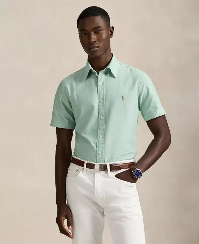 Men's Classic-Fit Short-Sleeve Oxford Shirt - Cruise Green - 1