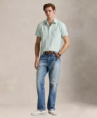 Men's Short-Sleeve Oxford Shirt - Cruise Green/White - 12