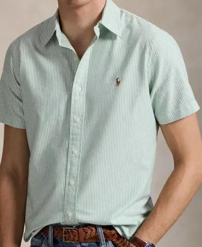 Men's Short-Sleeve Oxford Shirt - Cruise Green/White - 3