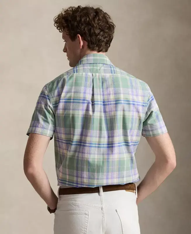 Men's Classic-Fit Short-Sleeve Oxford Shirt - Fades Mint Lavender Multi - 4