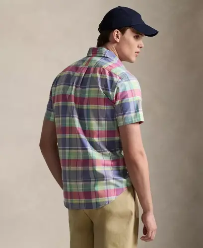 Men's Short-Sleeve Oxford Shirt - Jewel Blue Rspbrry Multi - 4