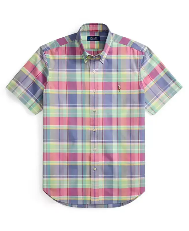 Men's Short-Sleeve Oxford Shirt - Jewel Blue Rspbrry Multi - 5