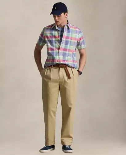 Men's Classic-Fit Short-Sleeve Oxford Shirt - Jewel Blue Rspbrry Multi - POLO RALPH LAUREN (1)