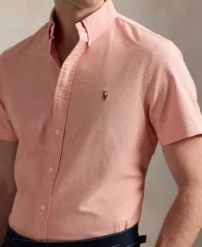 Men's Classic-Fit Short-Sleeve Oxford Shirt-Kona Orange - 3