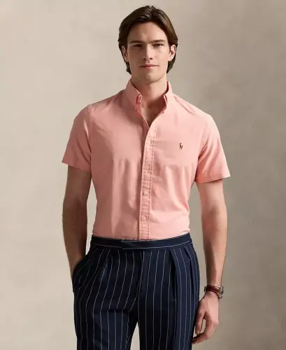 Men's Classic-Fit Short-Sleeve Oxford Shirt-Kona Orange - 1